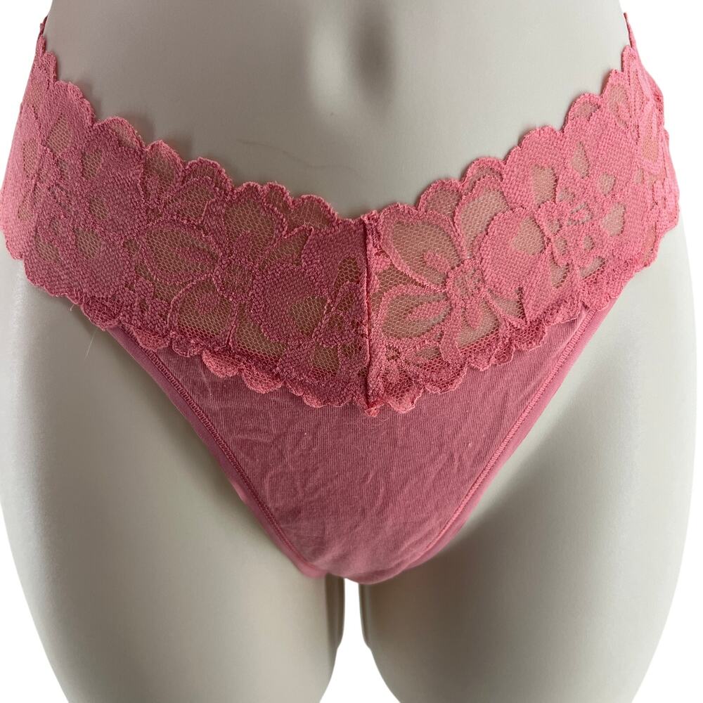 Victoria’s Secret Lacie Lace-up Thong Panty Peachy Pink Womens Large